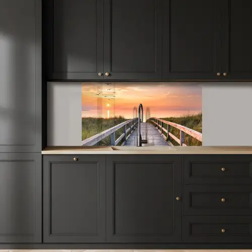 Zonsonderang - Zee - Pad - Gras - Duin - Vogels keuken achterwand 2 middel -sfeer1
