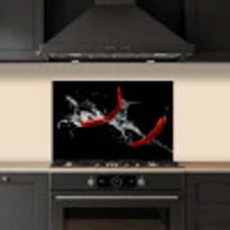 Chilipeper - Stilleven - Water - Zwart - Rood keuken achterwand spatscherm klein -sfeer1