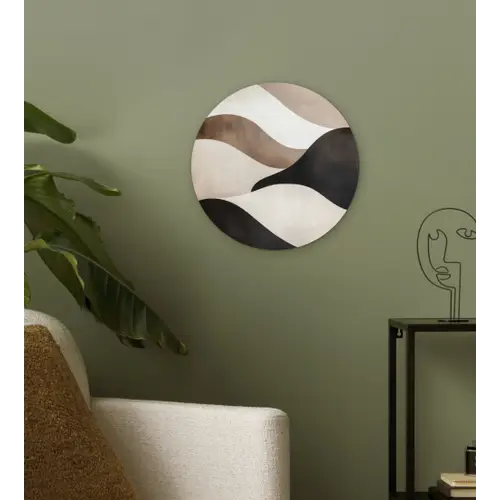 Golven - Abstract - Beige Wandcirkel plexiglas klein -sfeer3