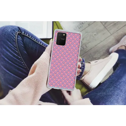 Ruit - Patroon - Paars - Hartjes Telefoonhoesje Samsung Galaxy S10 Lite klein 364 -handS10Lite