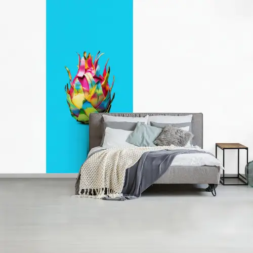 Drakenfruit - Blauw - Levendig fotobehang vinyl groot -slaapkamer