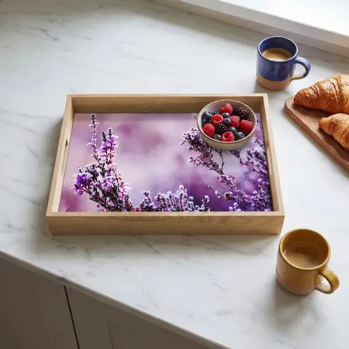 Lavendel - Winter - Bloemen - Paars Dienblad Rechthoek middel -sfeer2