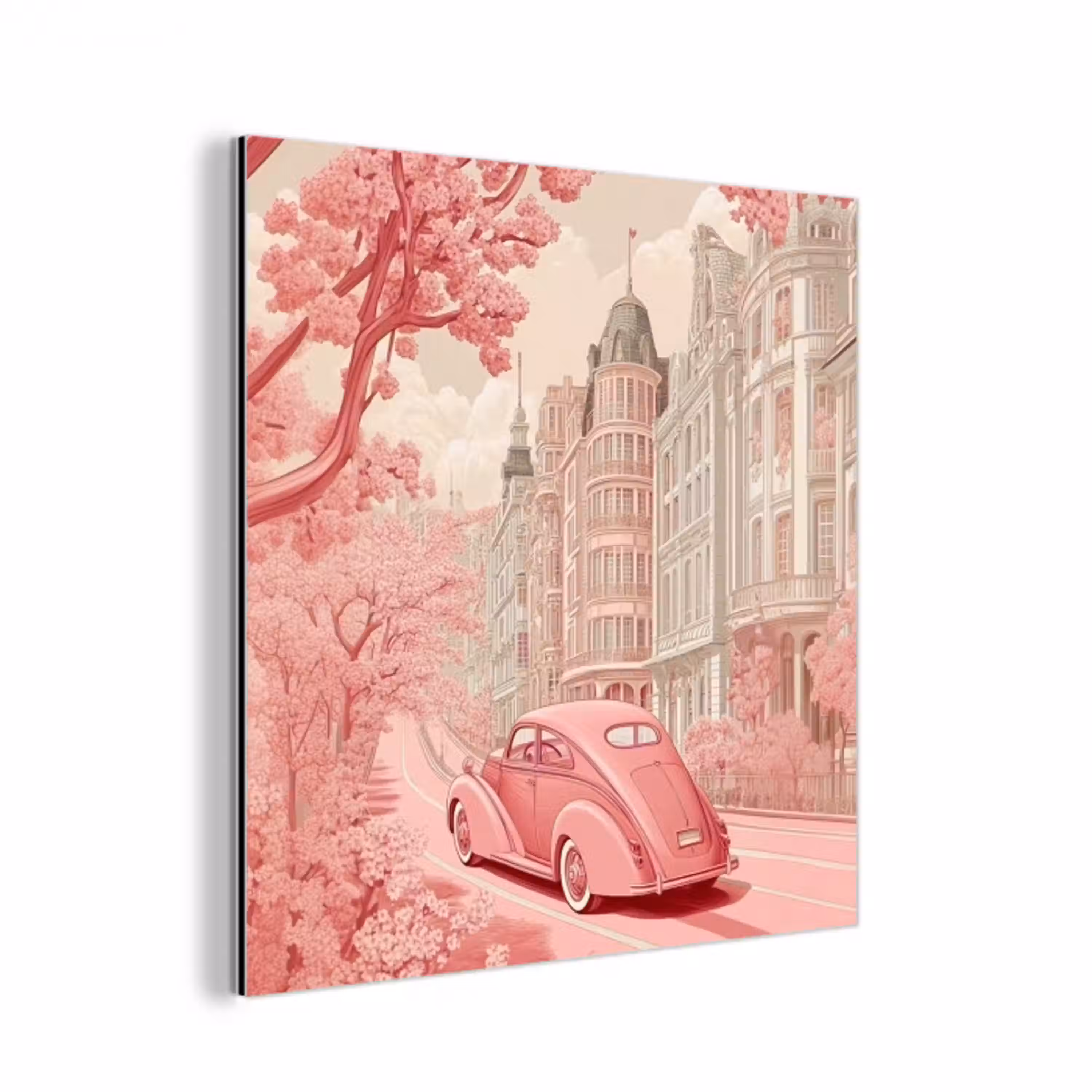 City - Car - Pink aluminium wit klein -3d