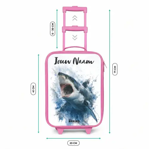 Aanvallende haai in waterverf Kinderkoffer - Roze klein -productfoto_formaten