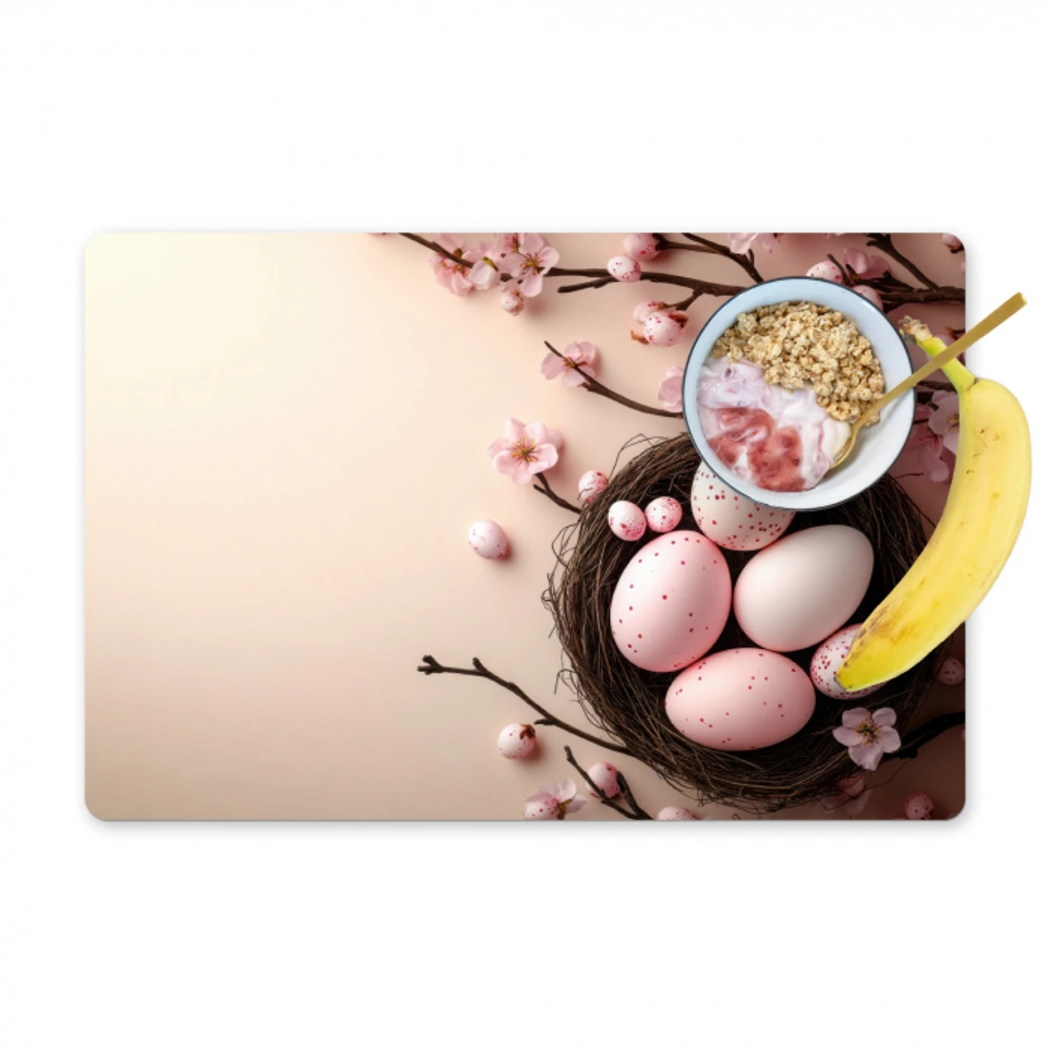 Roze - Bloesems - Eieren Placemat vinyl groot -zzzproduct_Kitchenyeah-website