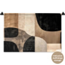 Abstract - Vlakken - Zwart - Rond Wandkleed katoen klein -t3d_DE