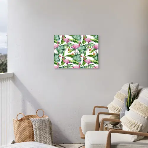 Inductie beschermer - Bladeren - Flamingo - Jungle - Inductiemat Tuinposter op houten frame 2 cm dik klein -sfeer1