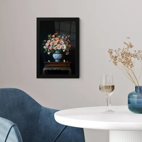 Hout - Vaas - Kleuren - Bloemen fotolijst zwart zonder passe partout klein -sfeer4