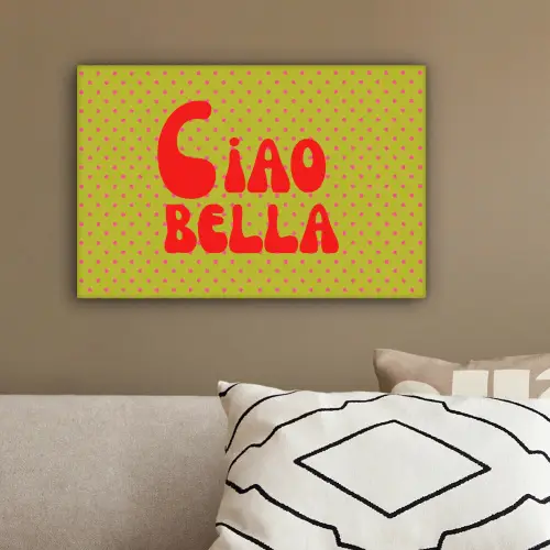 Ciao bella - Rood - Groen - Stippen canvas 2cm klein -sfeer3