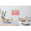 Zeilboot - Roze zee - Zonsondergang - Bergen Muursticker klein -eettafel