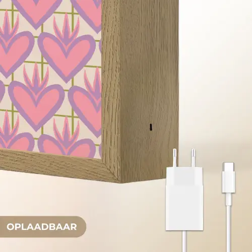 Patroon - Roze - Hartjes Light Box met batterij (Wandlamp) middel 907 -USP_websiteoplaadbaarNL