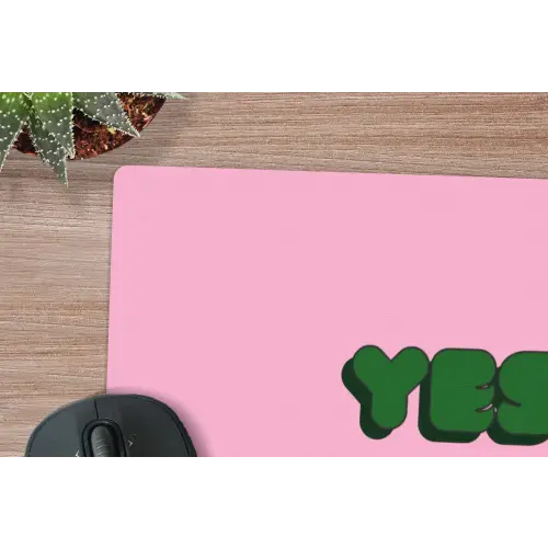 Yes fun - Groen - Roze muismat rubber klein -closeup