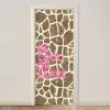 Tekst - Be cool or leave - Roze - Giraffenprint deurposter klein -3d_beige