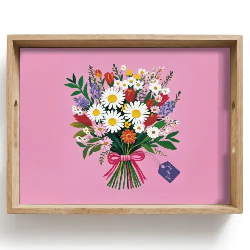 Bloemen - Quote - Kaartje - Kleurrijk Dienblad Rechthoek middel -z3d_shopping