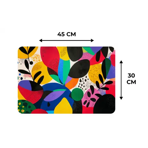 Vormen - Stippen - Kleurrijk Placemat vinyl groot -specs