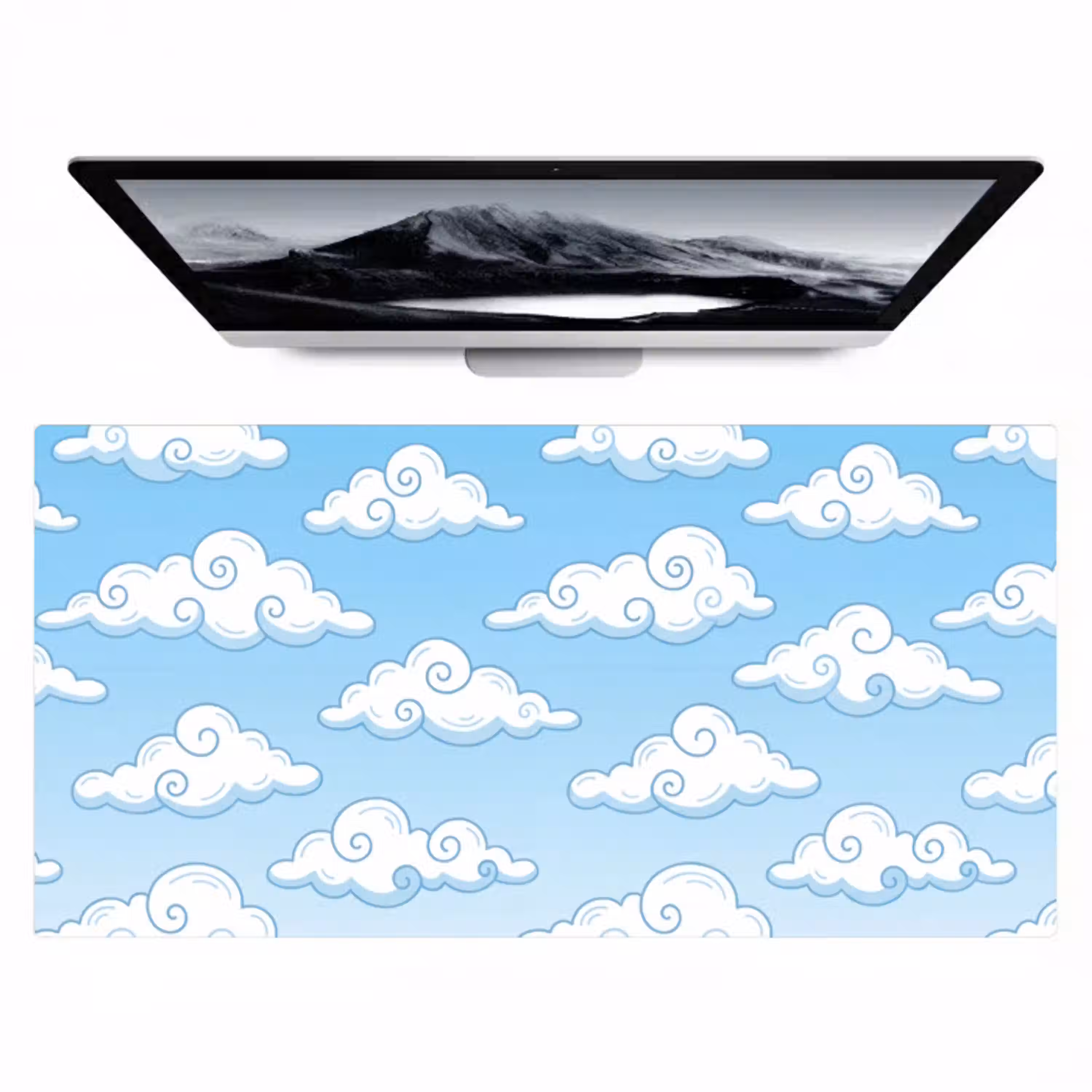 Wolk - Lucht - Cartoon - Blauw - Wit Muismat XXL klein -zzz3d