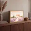 Lavendelveld - Huis - Paars Light Box met batterij (Wandlamp) middel -sfeer2