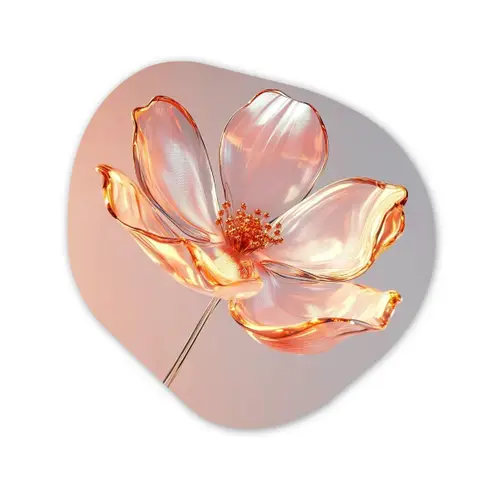 Glazen - Bloem - Roze Wandcirkel Organisch Forex 3mm klein -3d
