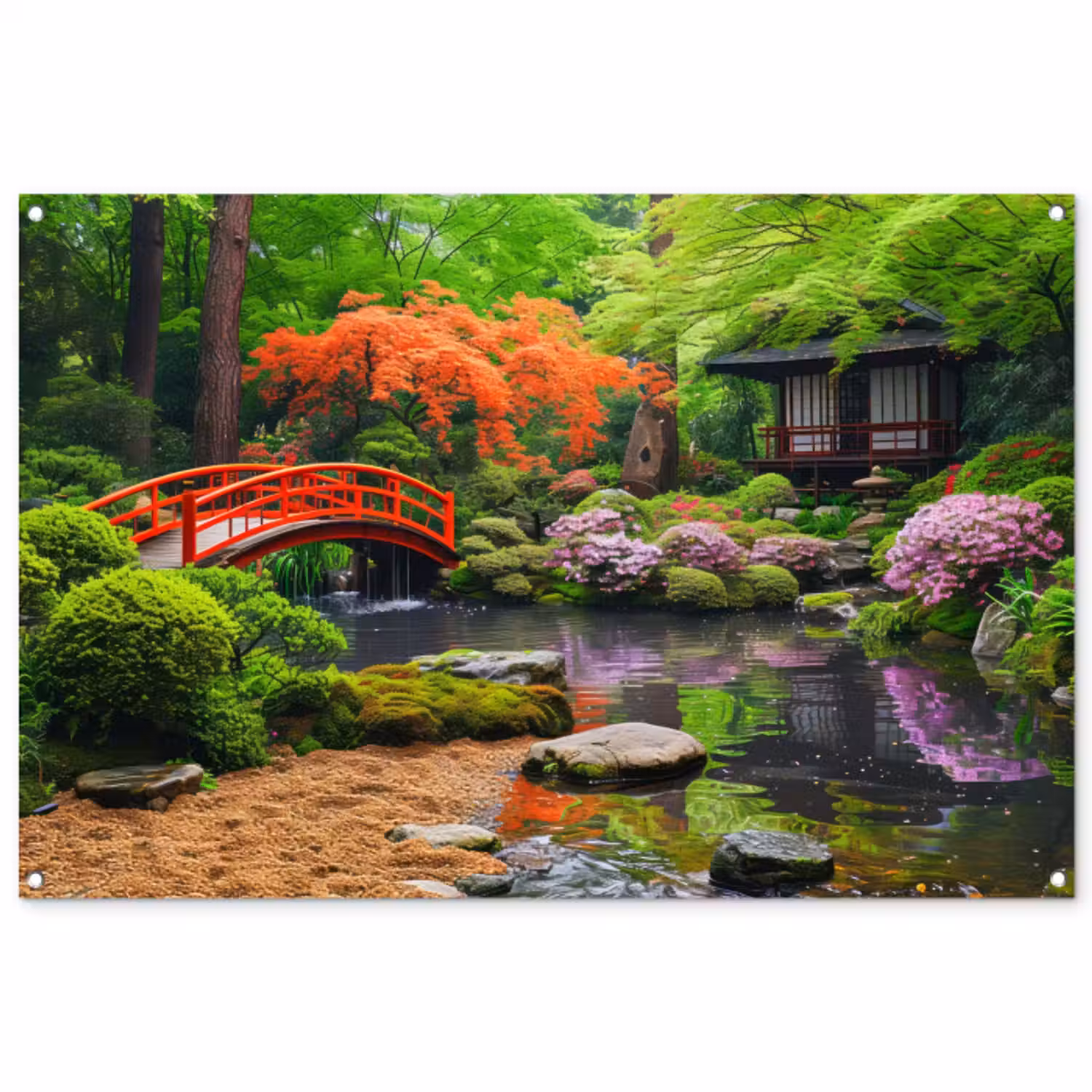 Tuinposter - Kleurrijke Japanse Tuin