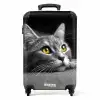 Zwart witte kat met gele ogen NBS - Handbagage koffer - Kinderen Unisex middel -productfoto_recht