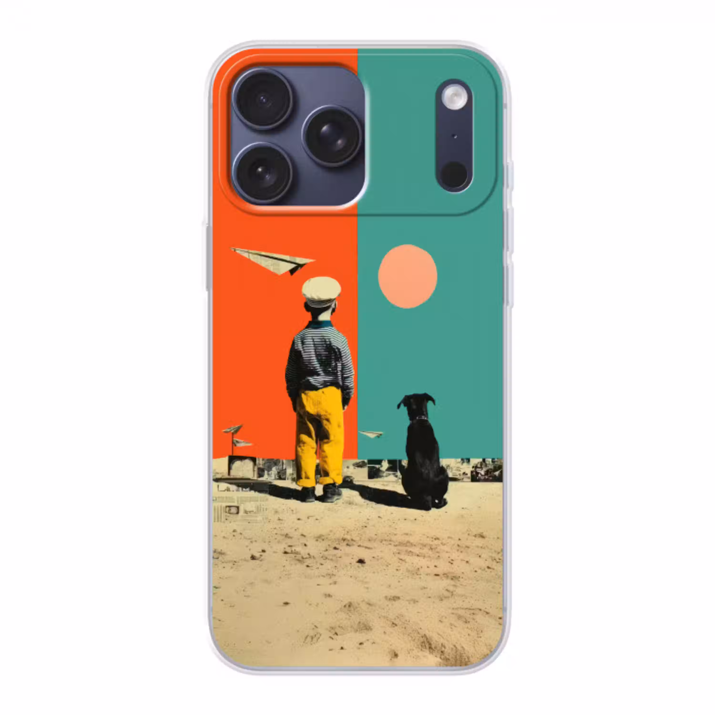 Retro - Jongen - Hond - Rood - Groen Telefoonhoesje iPhone 17 Pro Max klein -3d