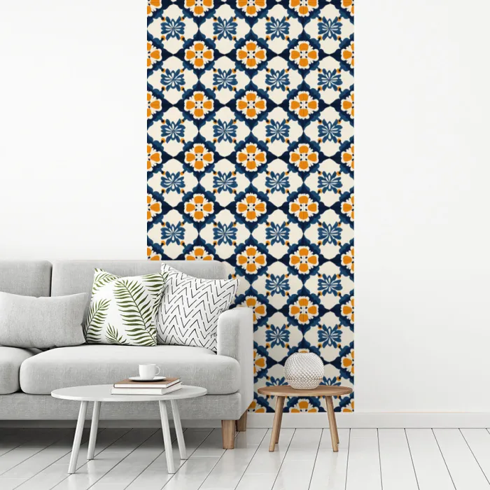 Klassiek - Geometrisch - Blauw fotobehang vinyl groot 64 -woonkamer