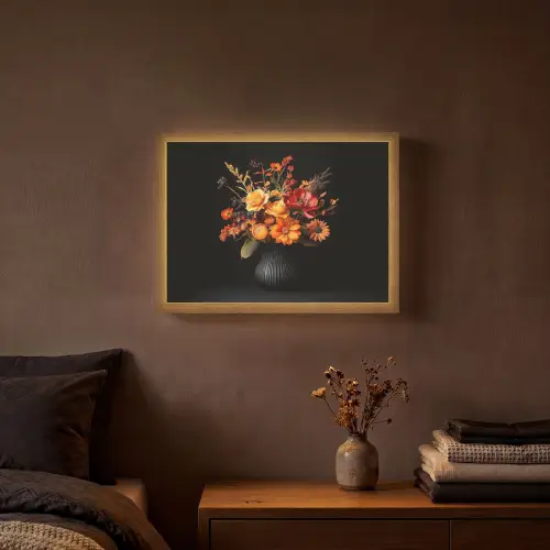 Herfst - Boeket - Oranje Light Box met batterij (Wandlamp) middel -sfeer4
