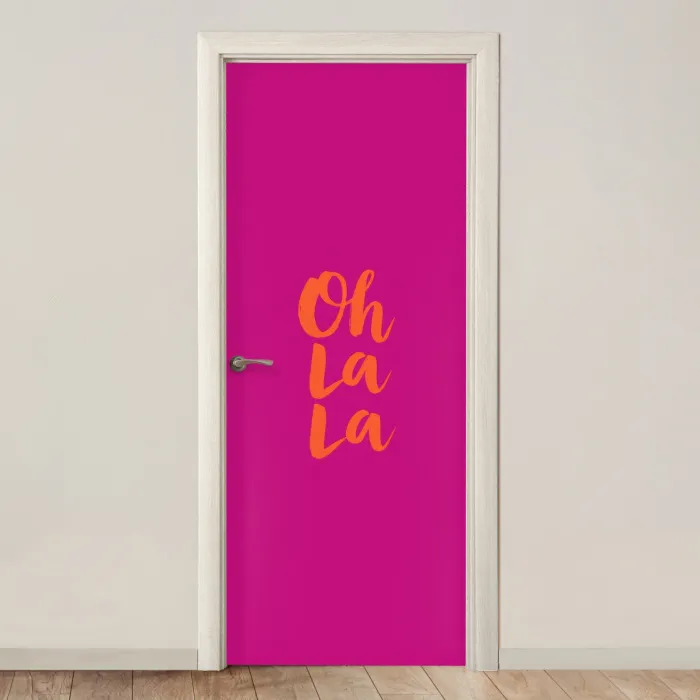 Oh la la - Roze - Oranje - Minimalistisch deurposter klein -3d_beige