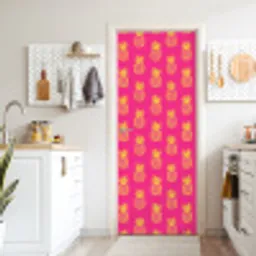 Ananas - Trendy - Roze deurposter klein 289 -sfeer5