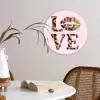 Tekst - Love - Pantervacht - Lichtroze Wandcirkel plexiglas klein -sfeer4