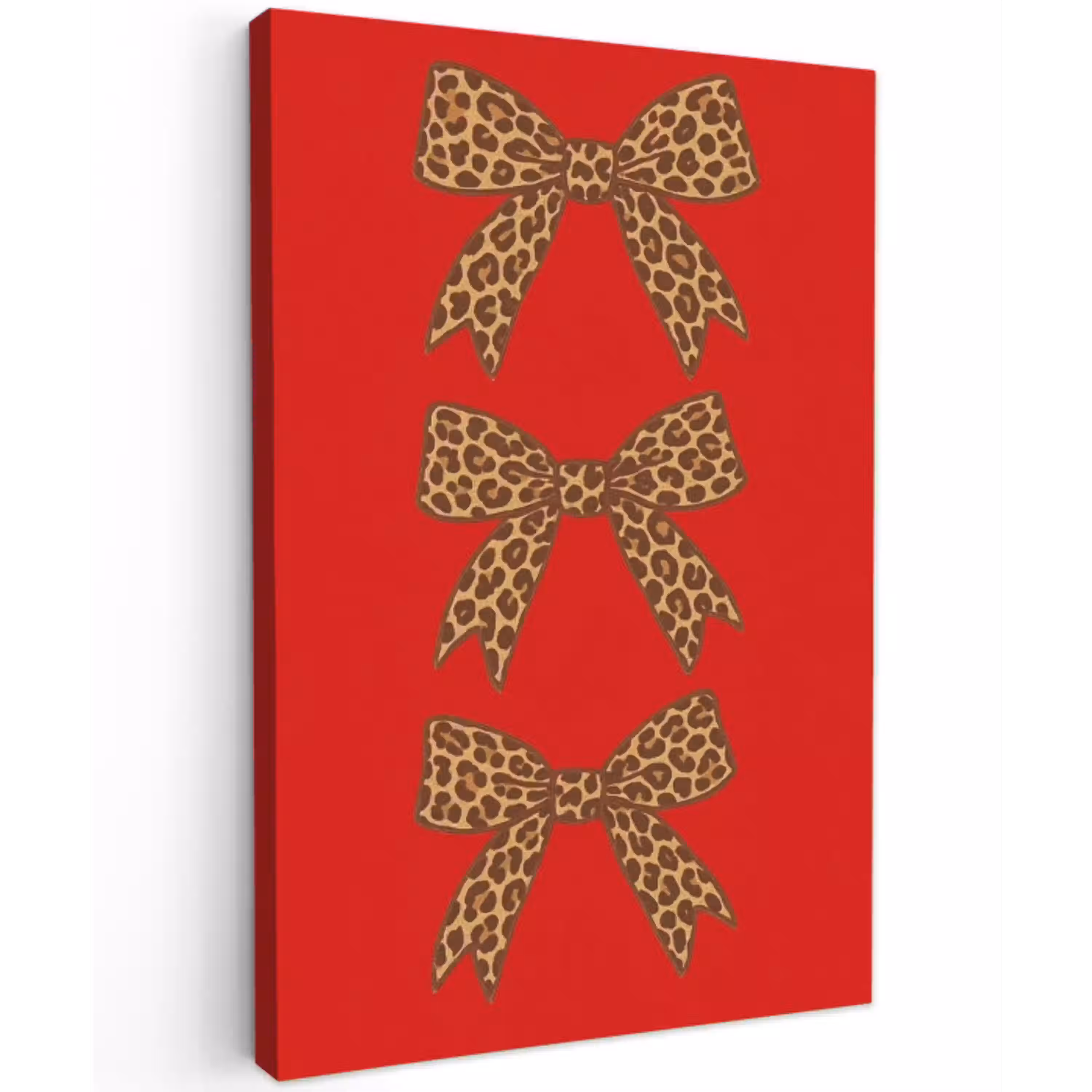 Strikken - Panterprint - Rood Tuinposter op houten frame 2 cm dik middel -3d