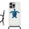 Schildpad - Blauw - Schild Hoesje iPhone 16 Pro Max met koord klein -3d