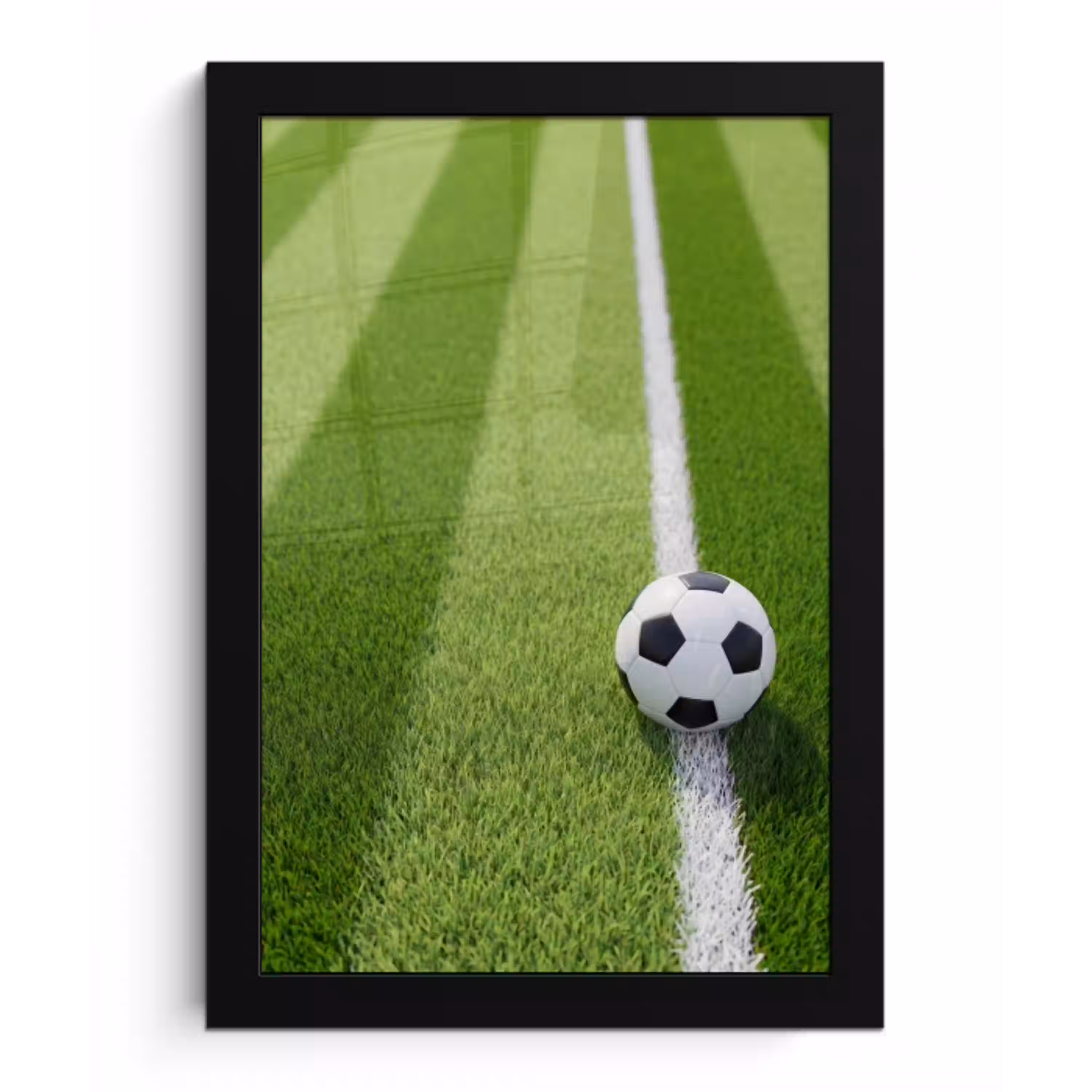 Voetbal - Grasveld - Sport - Groen fotolijst zwart zonder passe partout klein -3d