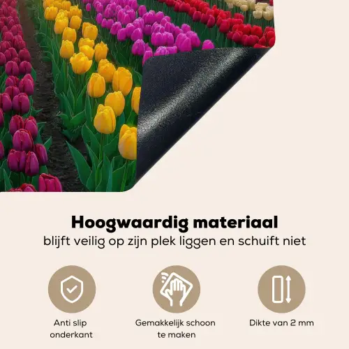 Tulpenveld - Zonsondergang - Kleurrijk Inductie beschemer met haakjes klein -ky-onderkant-nl