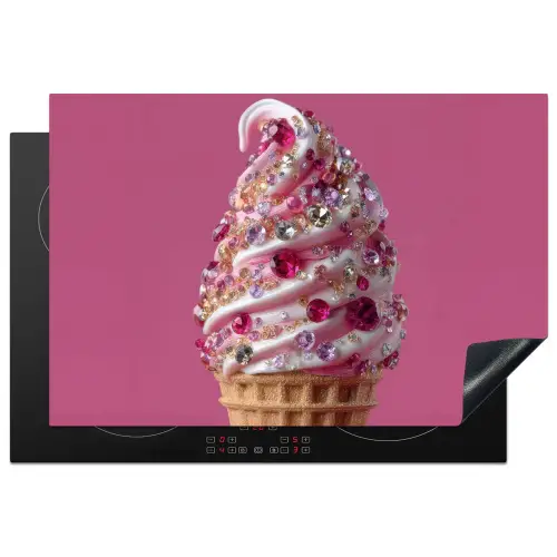 Softijs - Edelstenen - Roze - Hoorntje Inductie beschermer vinyl 3mm klein -3d