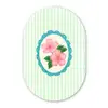 Bloemen - Ovaal - Strepen - Groen Wandcirkel Ovaal Glas middel -3d