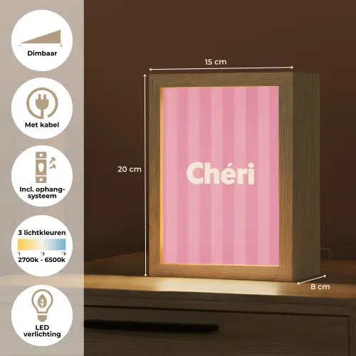 Gestreept - Roze - Chéri Light Box met kabel (Tafellamp) klein -USP_NL