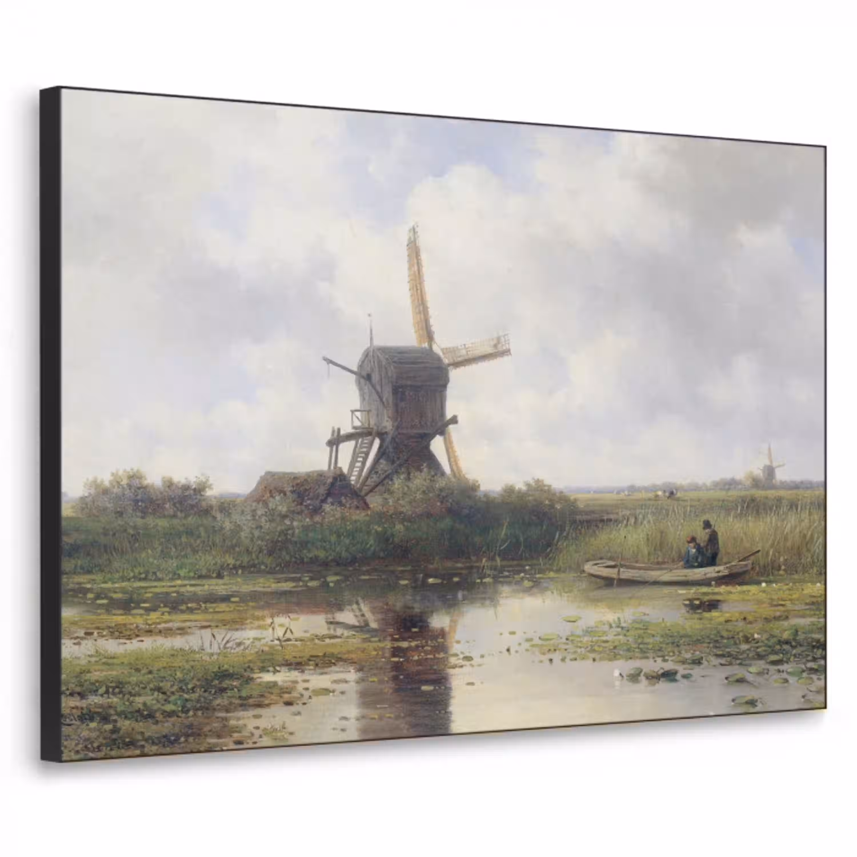 Molen - Willem Roelofs - Oude meesters - Kunst Textielframe zwart klein -3d