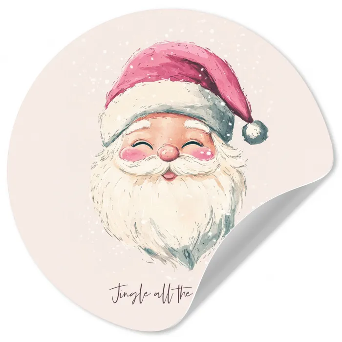 Kerstman - Kerst - Quote - Beige Wandcirkel behangsticker klein -3d