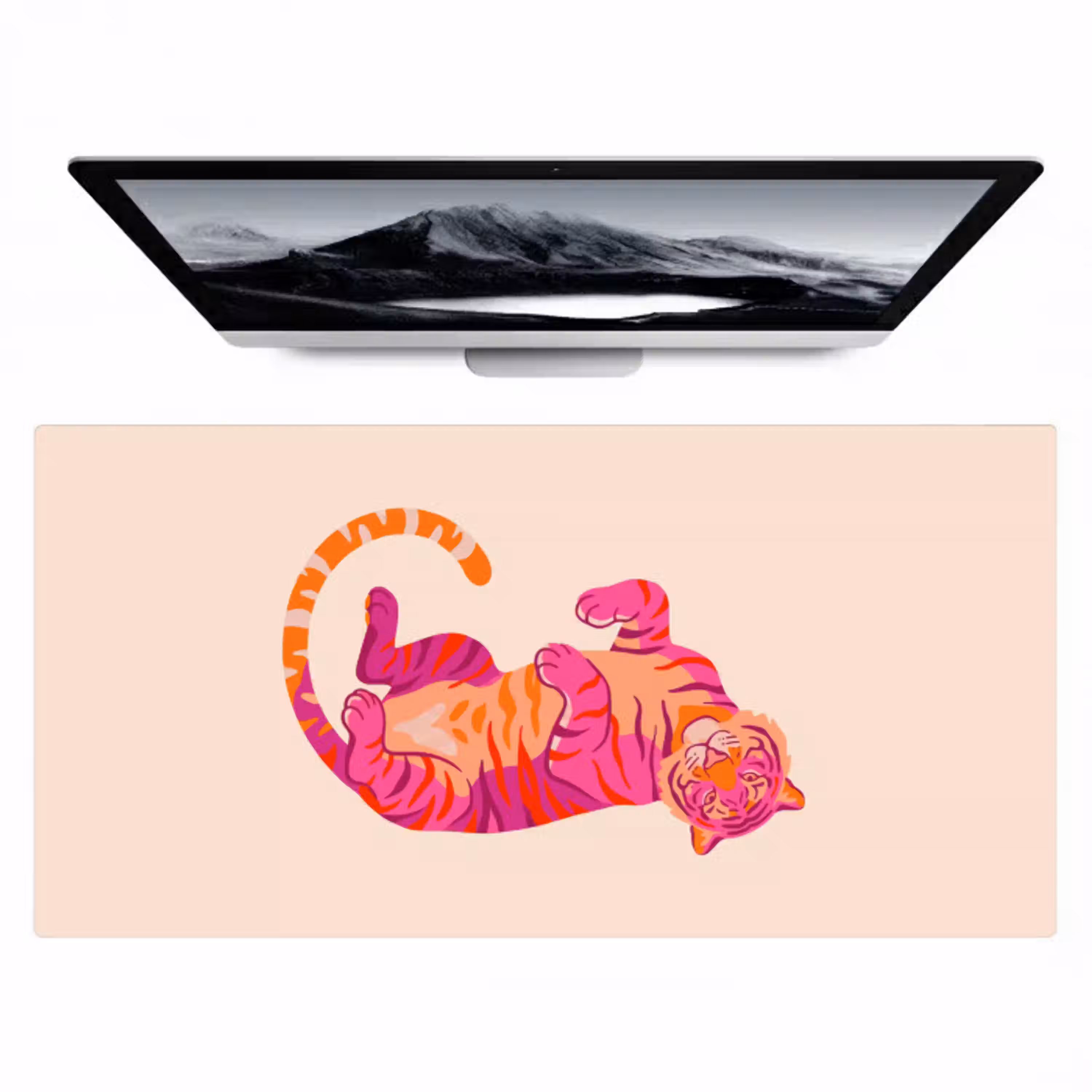 Tijger - Roze - Oranje Muismat XXL klein -zzz3d