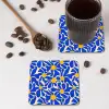Abstract - Bloem - Blauw onderzetter kurk middel 366 -sfeer2