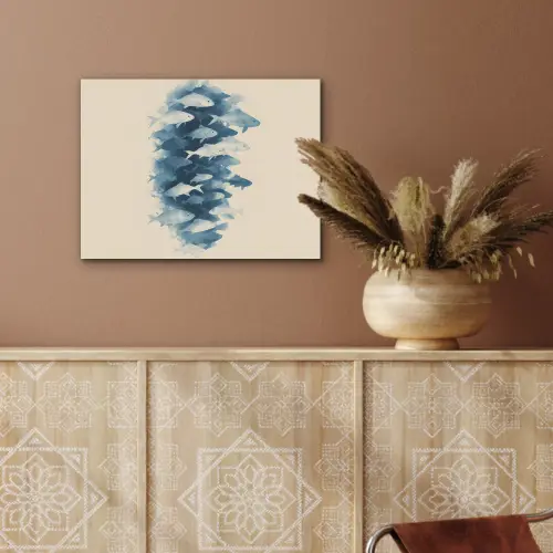 Vissen - Minimalistisch - Blauw PET vilt klein -sfeer4