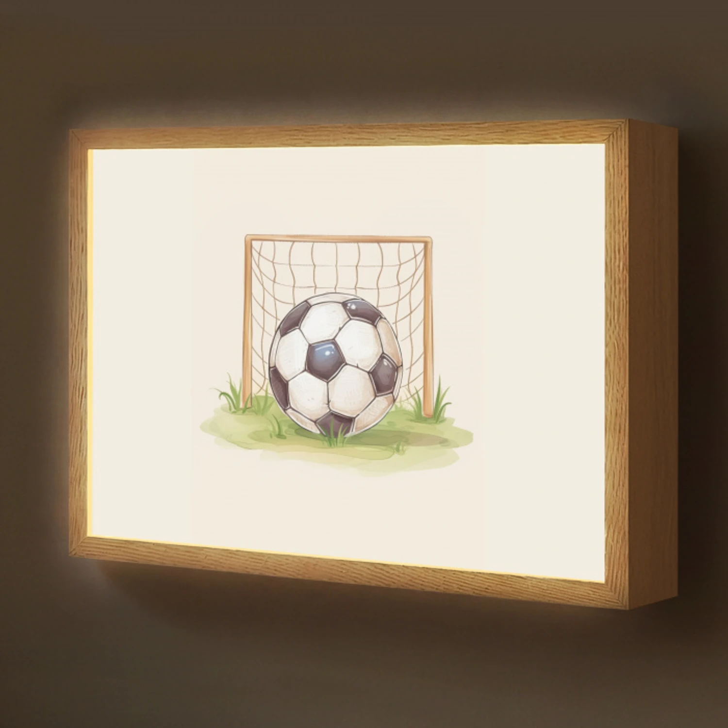 Voetbal - Goal - Gras - Beige Light Box met batterij (Wandlamp kind) middel -z3d_website