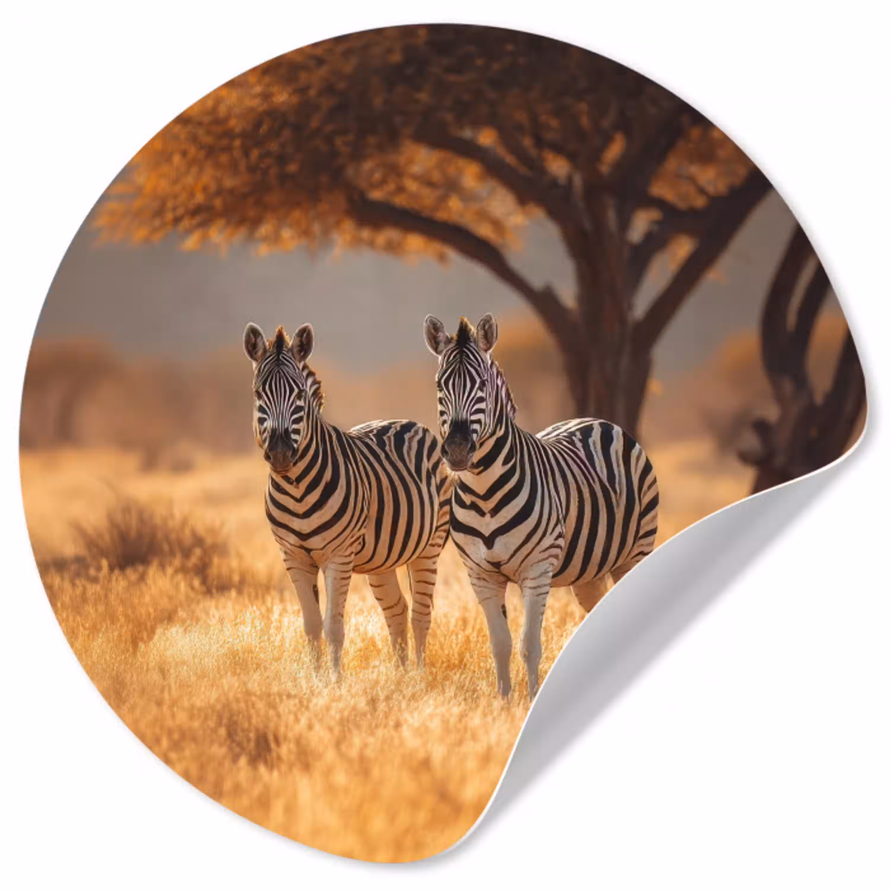 Zebra's - Savannelandschap - Gras Wandcirkel behangsticker klein -3d