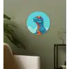 T-Rex - Blauw - Wolken - Zonnebril Wandcirkel kunststof plaat 5mm dik klein -sfeer3