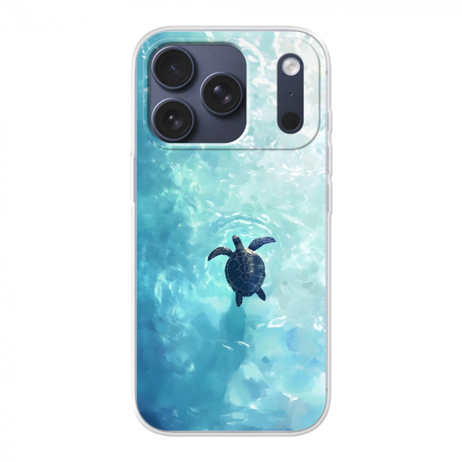 Schildpad - Zee - Blauw - Schittering Telefoonhoesje iPhone 17 Pro klein -3d