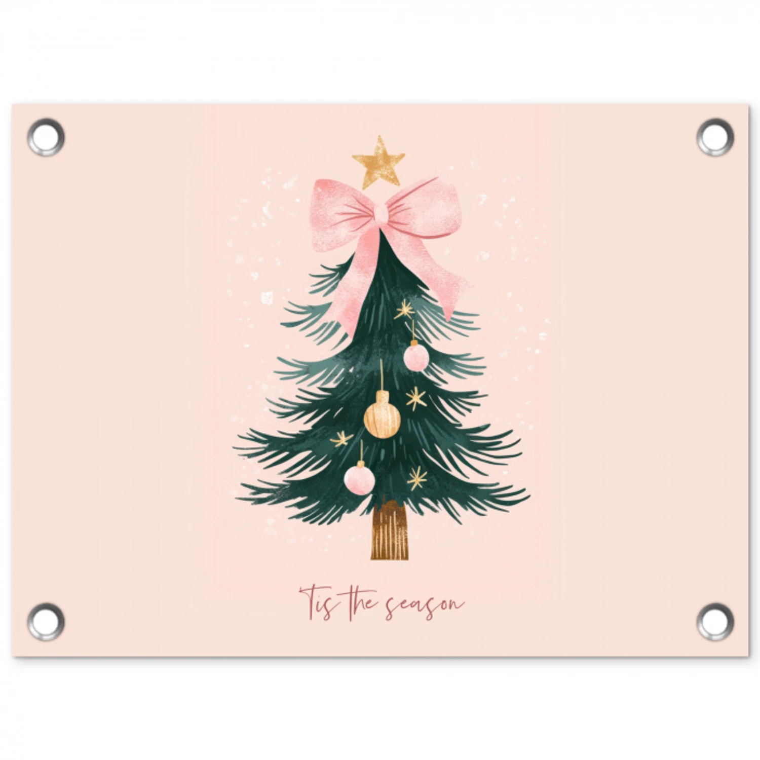 Christmas Season - Kerst - Kerstboom - Roze tuinposter los doek klein -3d