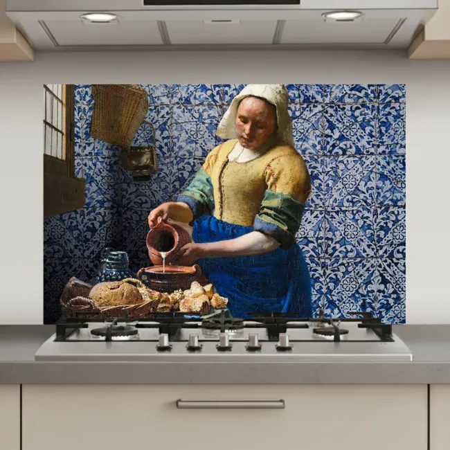 Melkmeisje - Delfts Blauw - Vermeer - Schilderij - Oude meesters keuken achterwand spatscherm klein -3d_website