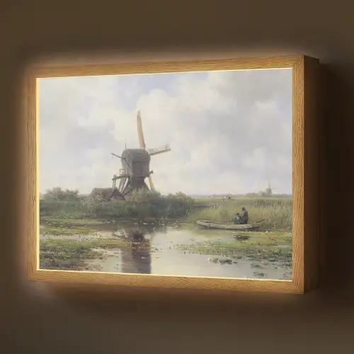 Molen - Willem Roelofs - Oude meesters - Kunst Light Box met batterij (Wandlamp) middel -z3d_website