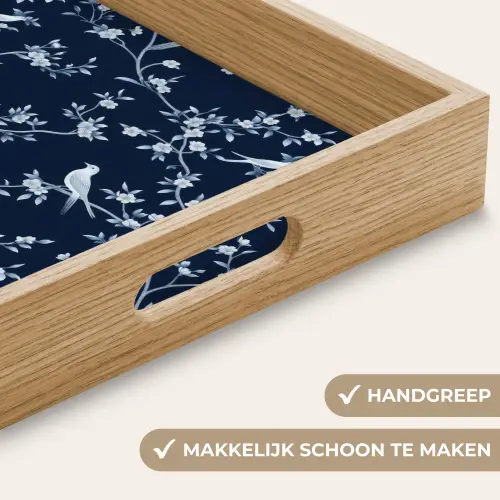 Grafisch - Bloesemtak - Blauw Dienblad Rechthoek middel 911 -USP_HandgreepNL